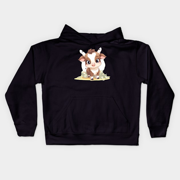 funny cash cow with money Kids Hoodie by MilkyBerry